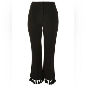 Topshop Tassel  Hem Kick Flare Trousers Black Cropped Pants Size 4 NWOT